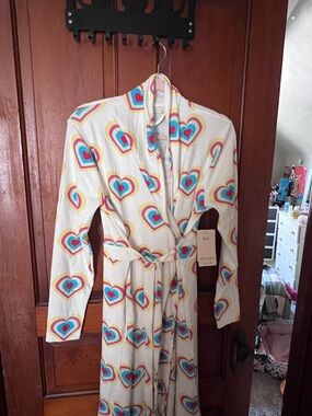 Heart Print Long Robe -Paris Hilton